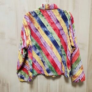90's Vintage Rainbow Pride Jacket Top Shred Button Up Size XL
